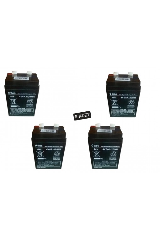 TTEC 4V 6Ah Bakımsız Kuru Akü 4 Adet TTEC 4V 6Ah Bakımsız Kuru Akü 4 Adet
